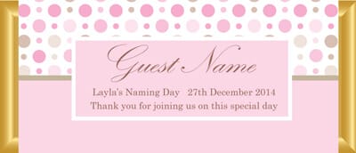 Personalised Chocolate Bar Favours - Pink & Brown Polka Dots