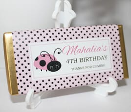 Personalised Chocolate - Pink Lady Bug Design