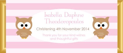 Personalised Chocolate Bar Favours - Two Little Owls Design