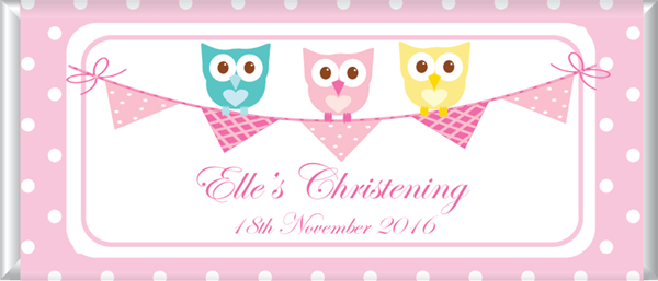 Personalised Chocolates - Owl and Bunting Design
