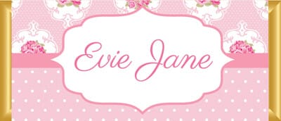 Personalised Chocolate Bar Favours - Pink Vintage Design