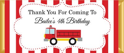 Personalised Chocolate Bar Favours - Fire Engine Design