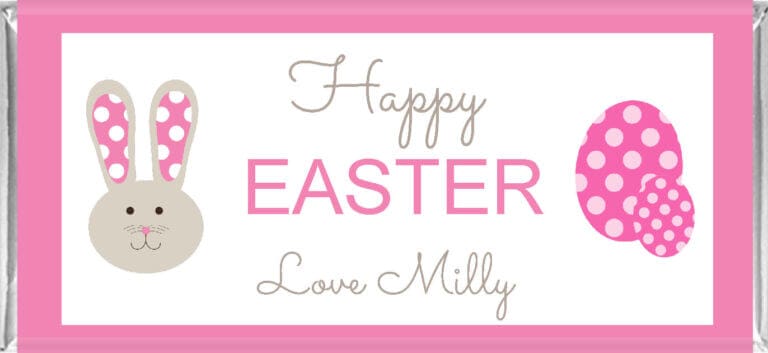 Personalised Chocolate Bar Favours - Pink Bunny Design