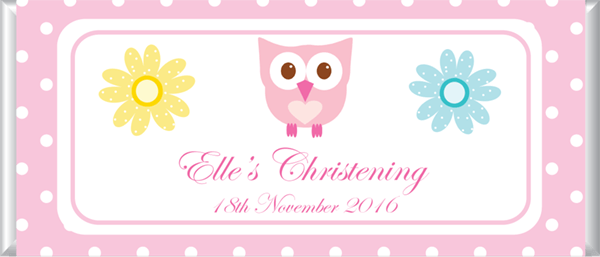 Personalised Chocolate Bar Favours - Sweet Owl Design