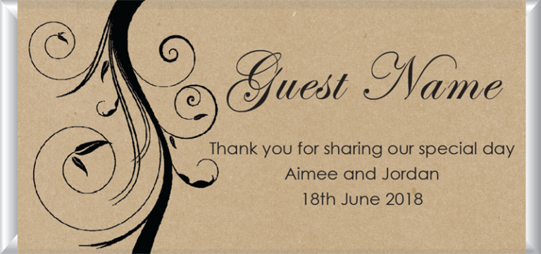 Personalised Chocolate Bar Favours - Swirl Kraft Paper Design
