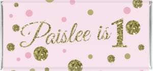 personalised chocolate favors pink & gold spots