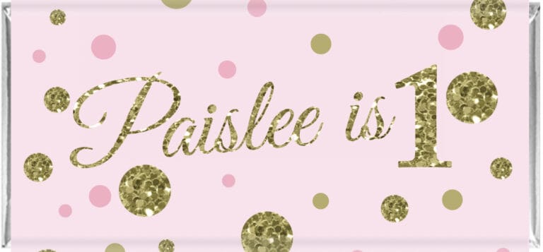 Pink & Gold Spots Personalised Chocolate Favors