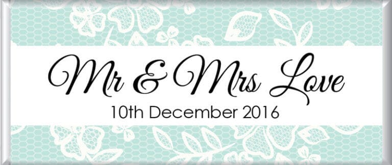 Personalised Chocolate Favors - Turquoise Lace