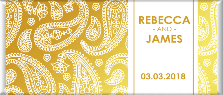 Personalised Chocolate Bar - Gold Paisley