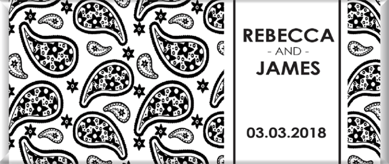 Personalised Chocolate Bar - Black & White Paisley