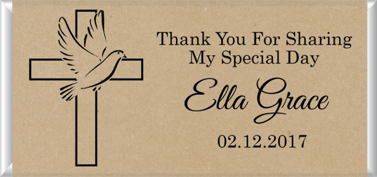 Holy Cross & Dove Custom Kraft Paper Chocolate Bars