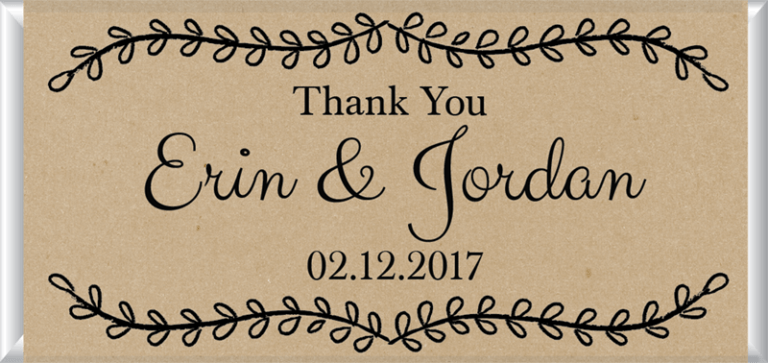 Personalised Kraft Paper Chocolate Bar Favours - Vintage Border Design