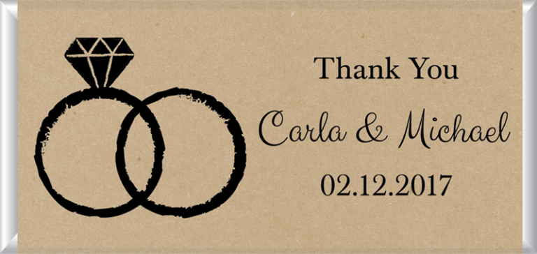 Personalised Kraft Paper Chocolate Bar Favours - Wedding Rings Design