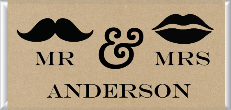 Personalised Kraft Paper Chocolate Bar Favours - MR & MRS Design