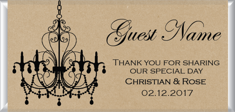 Personalised Kraft Paper Chocolate Bar Favours - Chandelier Design