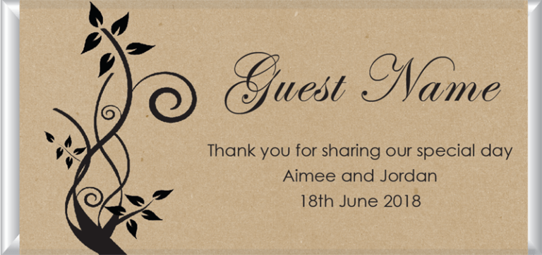 Floral Swirls Personalised Kraft Paper Chocolate Favours