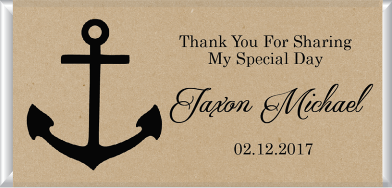 Personalised Kraft Paper Chocolate Favours - Anchor Design