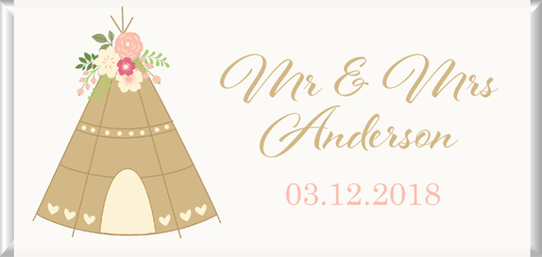 Personalised Chocolate Bomboniere - Boho Teepee Design