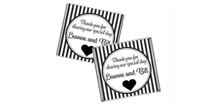 Black & White Striped Petite Personalised Chocolates