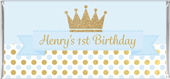 Blue & Gold Prince Crown Design Chocolate Favours