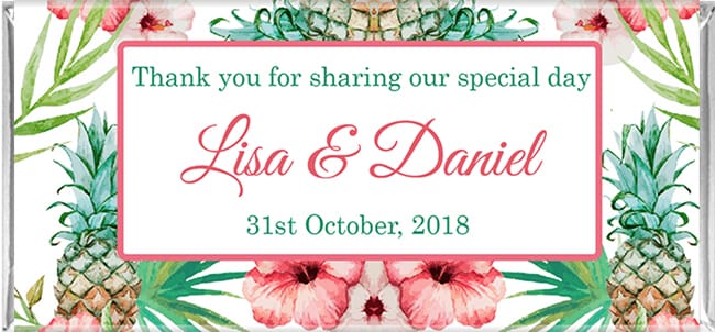 Tropical Design Personalised Chocolate Favours