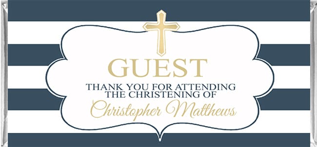 Personalised Chocolate Bar Favours - Gold & Navy Holy Cross