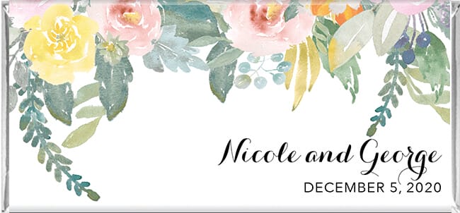 Watercolour Peonies Personalised Chocolate Favours