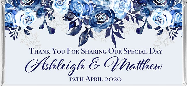 Personalised Chocolate Favours - Navy Floral Waterfall