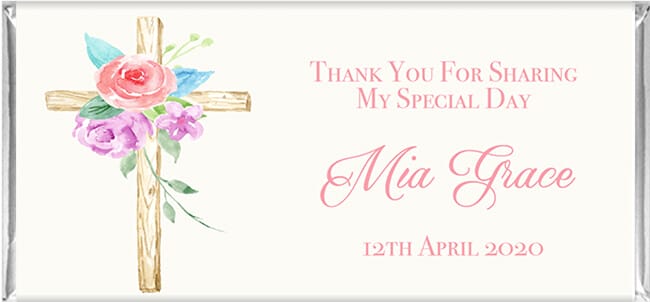 Floral Holy Cross Personalised Chocolate Bars