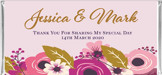 Personalised Chocolate Favours - Pink & Gold Florals