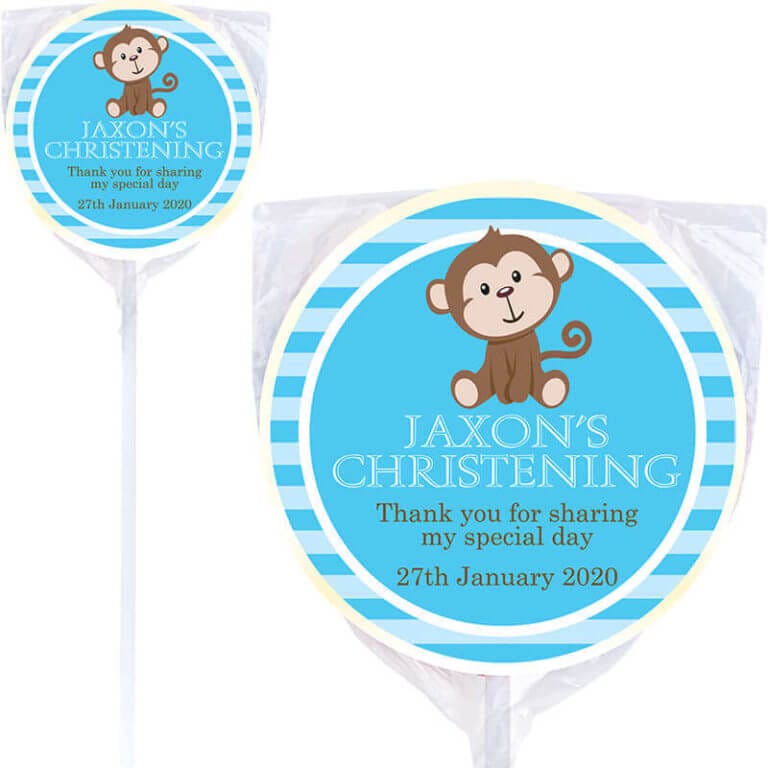 Blue Monkey Personalised Lollipops