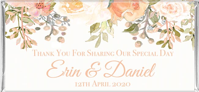 Peach & Cream Floral Waterfall Personalised Chocolate Bars