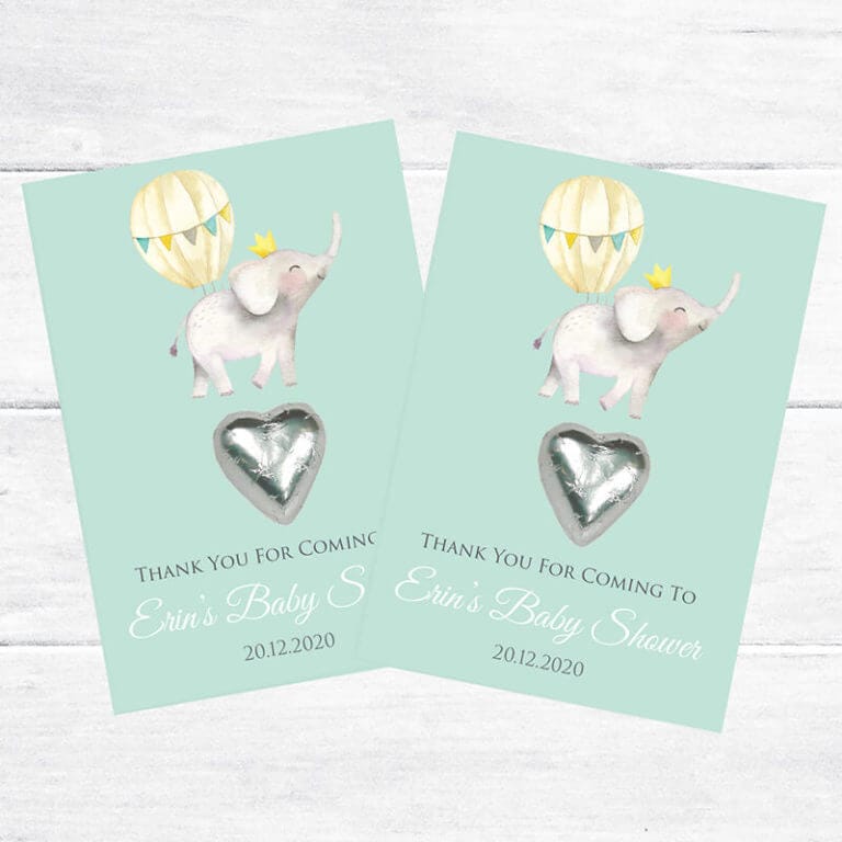 Personalised Chocolate Heart Favours - Elephant & Balloon