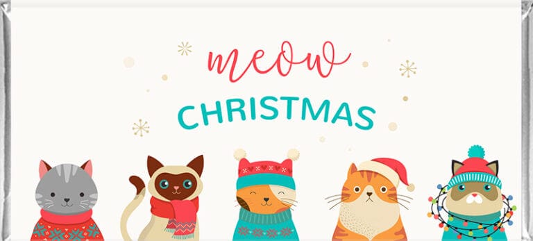 Christmas Chocolate Bar Favours - Christmas Cats