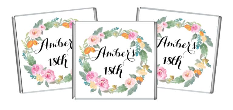 Peonie Wreathe Petite Personalised Chocolate Favours