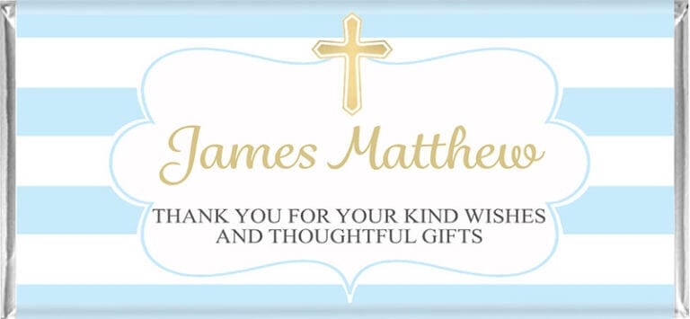 Personalised Chocolate Bomboniere - Blue & Gold Cross