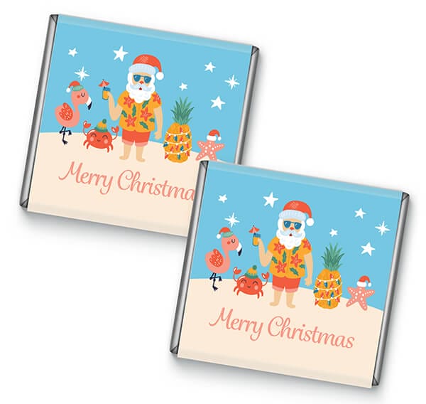 Tropical Santa Design Petite Personalised Chocolates