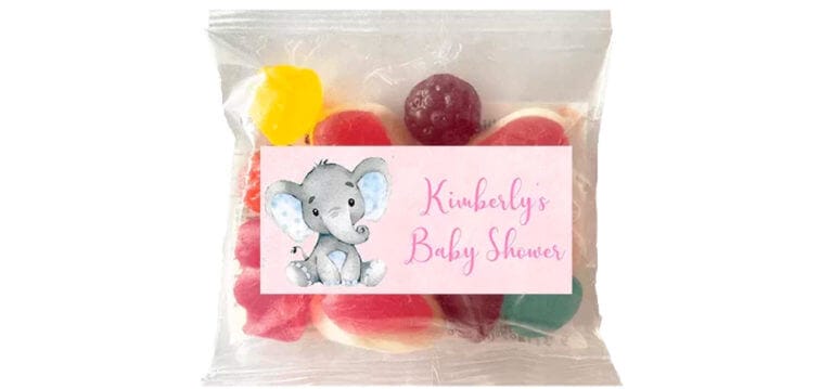 Pink Baby Elephant Personalised Lolly Bags
