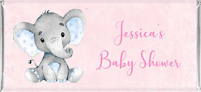 Baby Shower Chocolates - Pink Baby Elephant