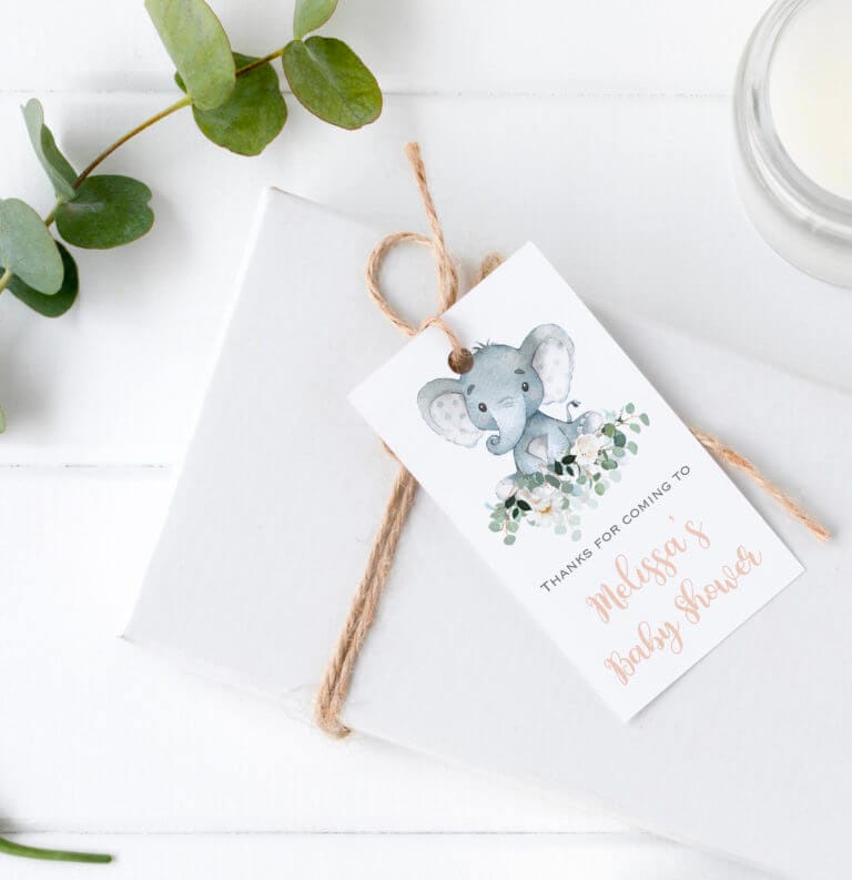 Personalised Gift Tags - Baby Elephant & Florals