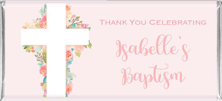 Pink Floral Cross Personalised Chocolate Bars