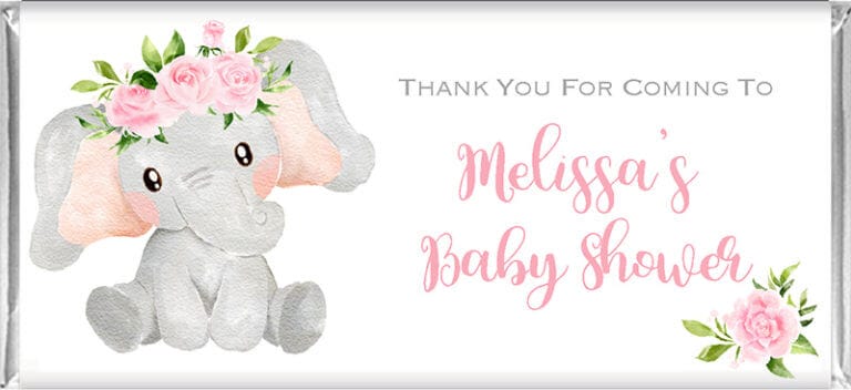 Personalised Baby Shower Chocolates - Pink Floral Elephant