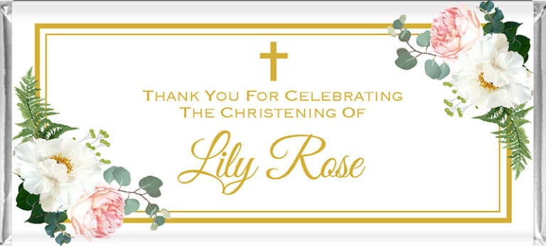 Roses, Cross and Greenery Personalised Chocolate Bars