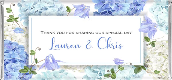 Blue & White Hydrangea Personalised Chocolates