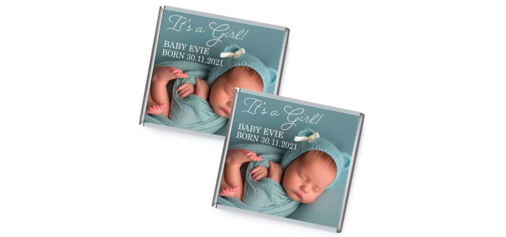 petite chocolate,personalised chocolates,baby shower favours,elephant & balloon chocolates