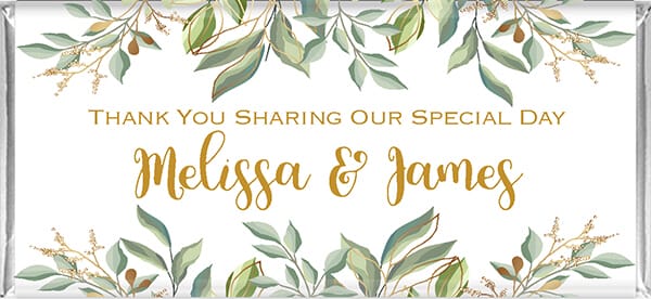 Eucalyptus Leaves & Gold Custom Chocolate Bars