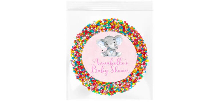 Pink Baby Elephant Personalised Giant Chocolate Freckle
