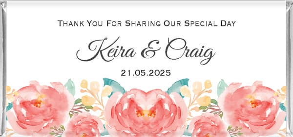 Watercolour Pink Peonies Personalised Chocolates
