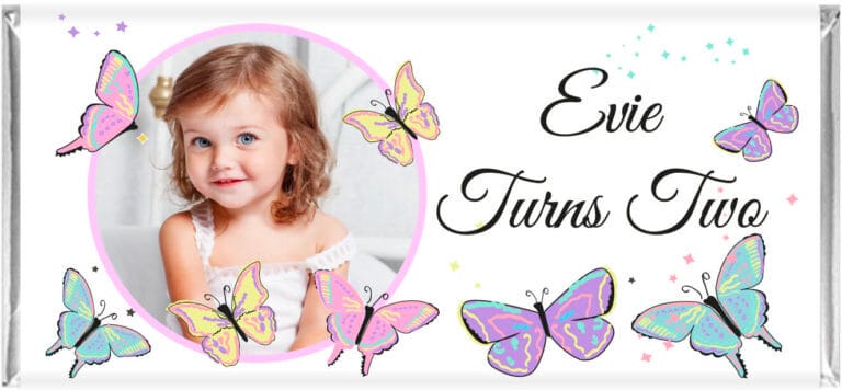 Butterflies & Photo Custom Chocolate Bars