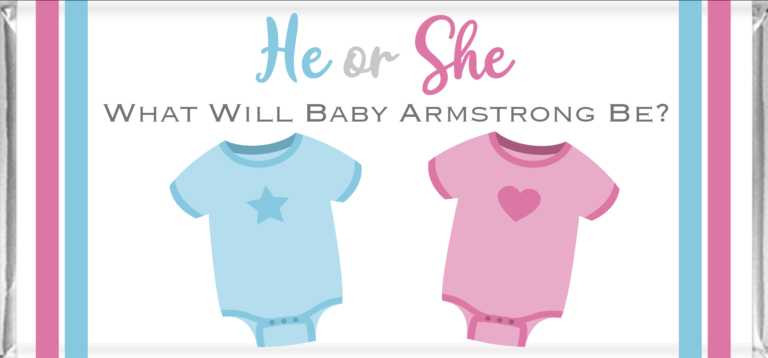 Custom Gender Reveal Chocolates - Pink & Blue Onesies